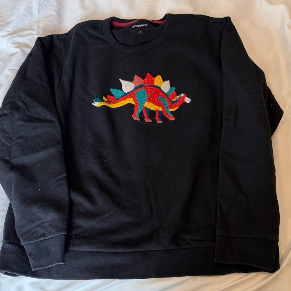 Bonobos Black Sweatshirt with Multicolor Dinosaur